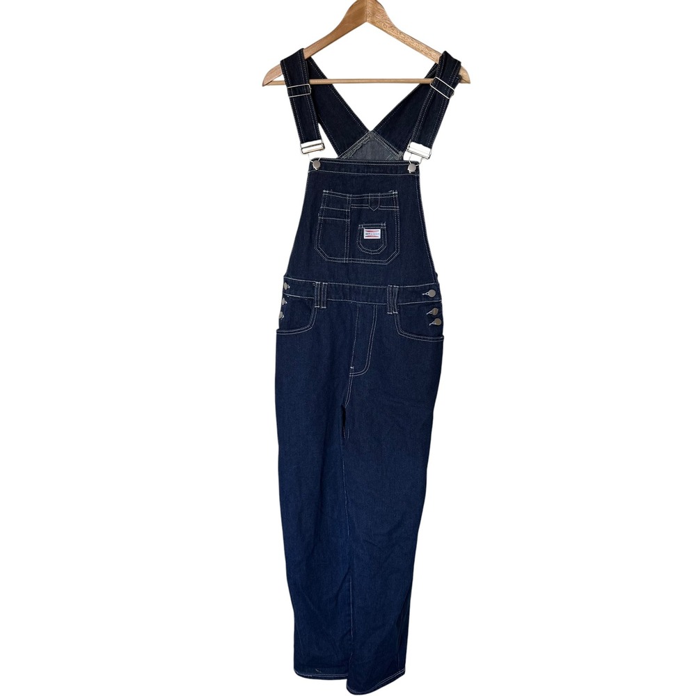 Iron & Resin Overalls Women Size M Blue Denim Excellent Contrast Stitch Workwear